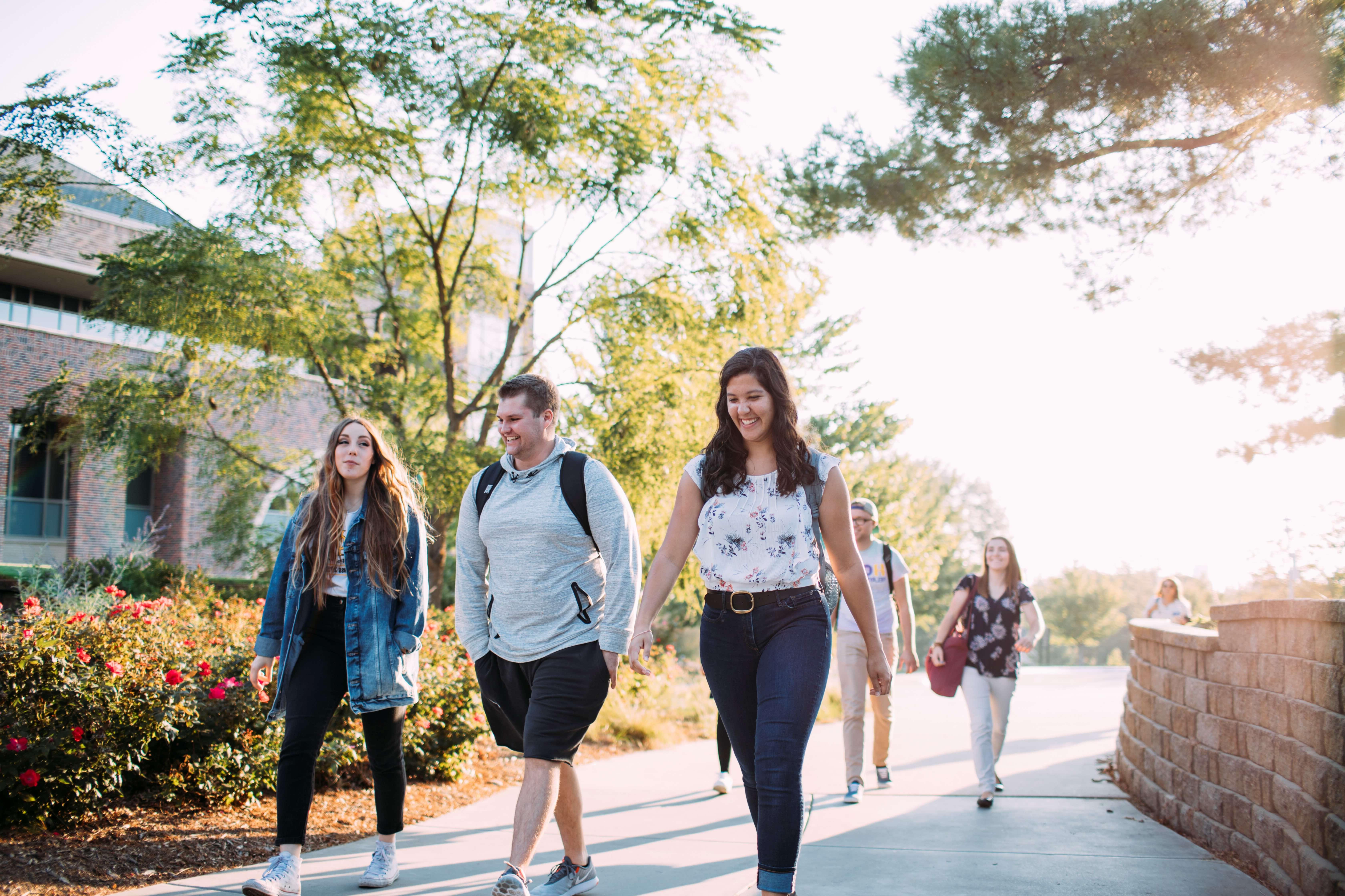 Students walking on campus